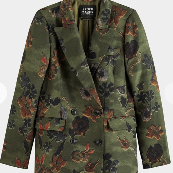 Scotch & Soda Green Poetry Tapestry - Camo/Floral Db Blazer - Sz. L - Picture 13 of 16